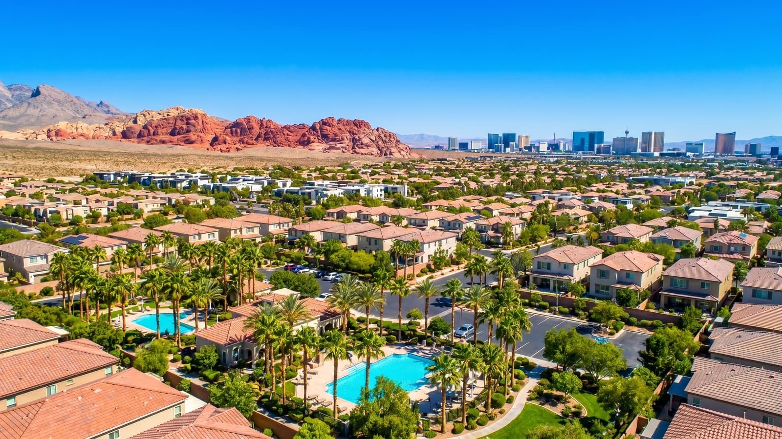 South Mountain at Mountains Edge, Las Vegas — single-family homes with Spring Mountain views across the southwestern Las Vegas Valley